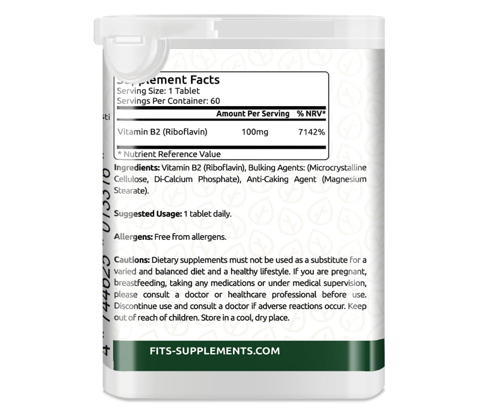 Vitamina B2 100mg (Riboflavina) 60 compresse