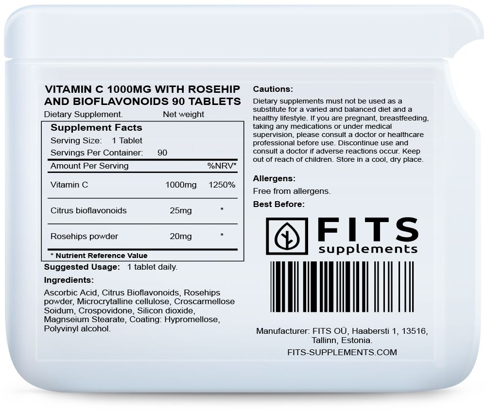 Vitamina C 1000mg con Rosa Canina e Bioflavonoidi 90 compresse