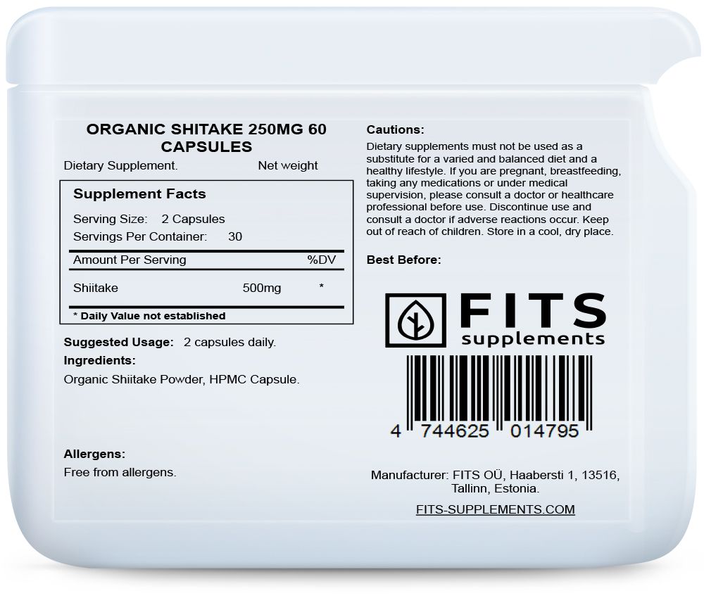 Shiitake biologico 250mg 60 capsule