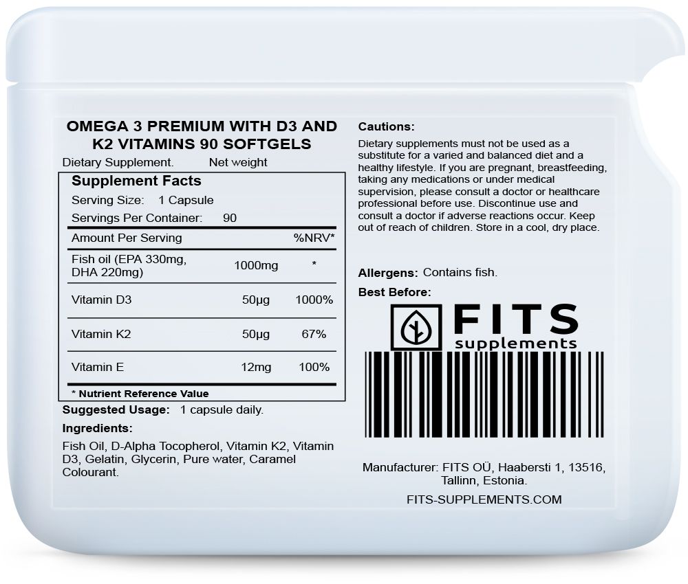 Omega 3 Premium con vitamine D3 e K2 90 softgel