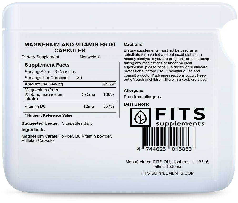 Magnesio e Vitamina B6 90 capsule