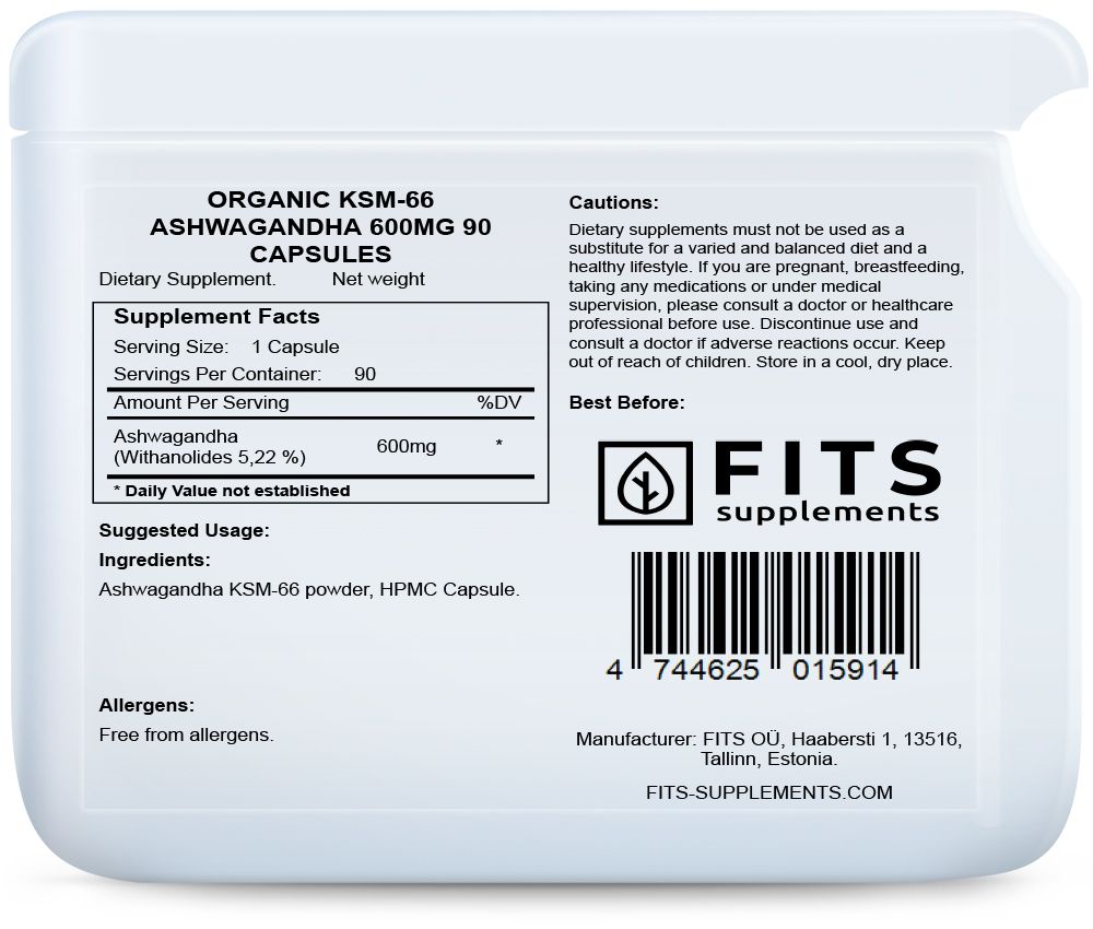 Ashwagandha biologica KSM-66 600mg 90 capsule